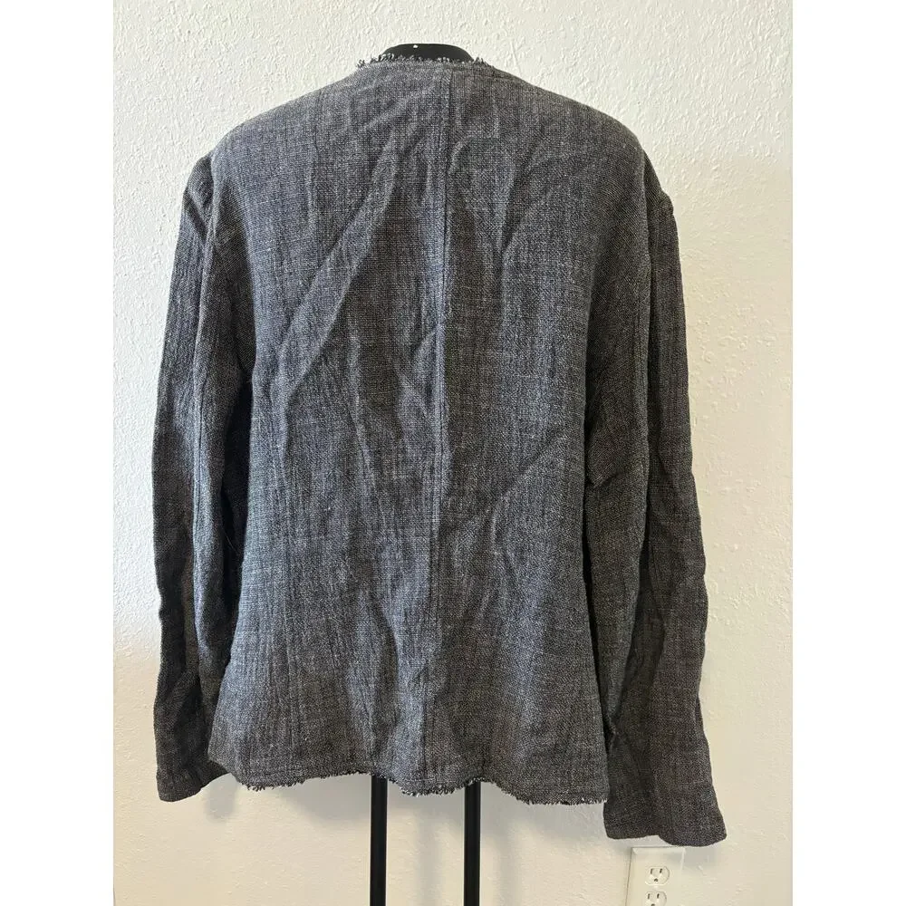 Eileen Fisher Open Front Cardigan Linen Blend Womens Size Large L Lagenlook